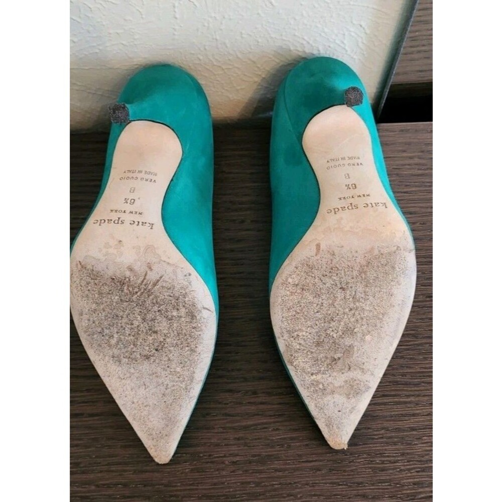 KATE SPADE NY Green Suede High Heel Pointed Toe Pumps Women’s Size 6.5 - Picture 8 of 8